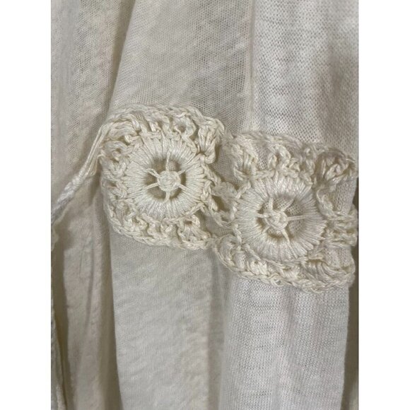 Anthropologie Sweater Women L Cream Boho Crochet Floral Hippie 80s Bridal Knit - Picture 4 of 12